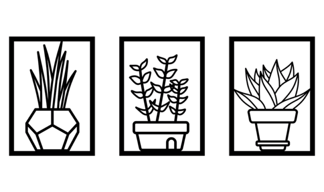 Blommor i krukor (set av 3 delar)